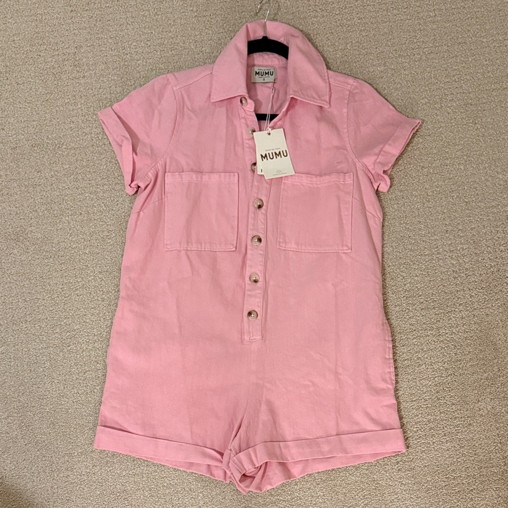 Show Me Your Mumu Pink Button-Front Romper